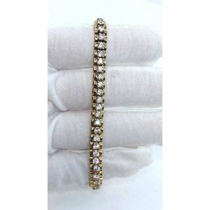 PAJ Gold over Sterling Silver Cubic Zirconia Tennis Bracelet 7.25" x 6mm
